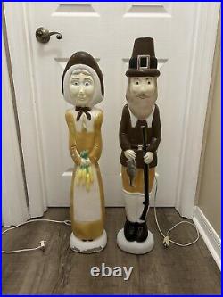 Don Featherstone Union Thanksgiving Pilgrim Couple Blow Mold Man Woman