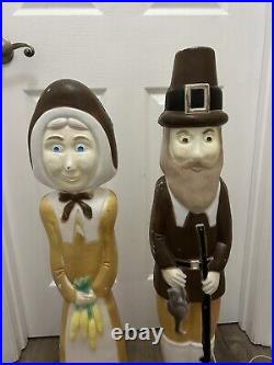 Don Featherstone Union Thanksgiving Pilgrim Couple Blow Mold Man Woman