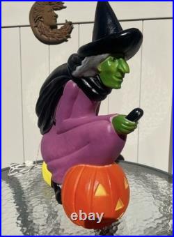Don Featherstone Vintage Blowmold Purple Witch Riding Broom Light Halloween Deco