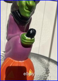 Don Featherstone Vintage Blowmold Purple Witch Riding Broom Light Halloween Deco