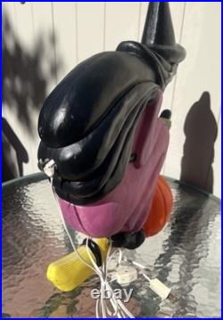 Don Featherstone Vintage Blowmold Purple Witch Riding Broom Light Halloween Deco