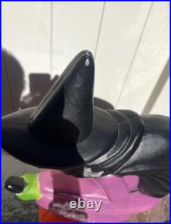 Don Featherstone Vintage Blowmold Purple Witch Riding Broom Light Halloween Deco