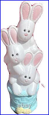 Easter Bunny Rabbit Vintage Blow Mold 3 Tier Stacked Basket Lighted