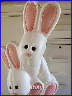 Easter Bunny Rabbit Vintage Blow Mold 3 Tier Stacked Basket Lighted Rare READ