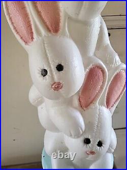 Easter Bunny Rabbit Vintage Blow Mold 3 Tier Stacked Basket Lighted Rare READ
