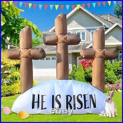 Easter He Is Risen Cross Airblown Inflatable Decor Outdoor LED Blow Up Lawn Yard