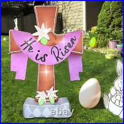 Easter He Is Risen Cross Airblown Inflatable Decor Outdoor LED Blow Up Lawn Yard