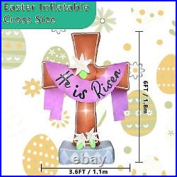 Easter He Is Risen Cross Airblown Inflatable Decor Outdoor LED Blow Up Lawn Yard