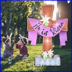 Easter He Is Risen Cross Airblown Inflatable Decor Outdoor LED Blow Up Lawn Yard