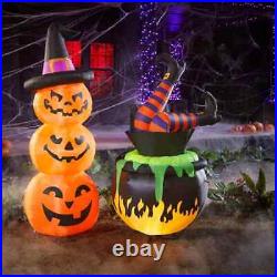 Elegant 6-ft LED Witch Cauldron Inflatable Premium Halloween Décor