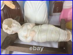 Empire 10 Piece Nativity Set Blow Mold Table Top Christmas Lights Up Vintage