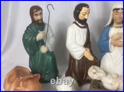 Empire 10 Piece Nativity Set Blow Mold Table Top Christmas Lights Up Vintage
