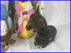 Empire 10 Piece Nativity Set Blow Mold Table Top Christmas Lights Up Vintage