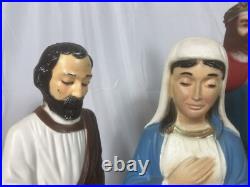Empire 10 Piece Nativity Set Blow Mold Table Top Christmas Lights Up Vintage