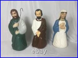 Empire 10 Piece Nativity Set Blow Mold Table Top Christmas Lights Up Vintage