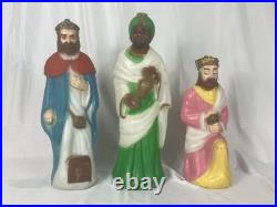 Empire 10 Piece Nativity Set Blow Mold Table Top Christmas Lights Up Vintage