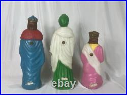 Empire 10 Piece Nativity Set Blow Mold Table Top Christmas Lights Up Vintage