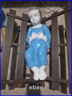 Empire 1950s Vintage Blow Molds Mary Joseph Jesus Nativity Works Rare