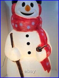 Empire Frosty Snowman 42 Blow Mold Christmas WORKS Pipe Hat Broom Red Scarf