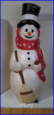 Empire Frosty Snowman 42 Blow Mold Christmas WORKS Pipe Hat Broom Red Scarf