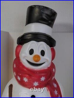 Empire Frosty Snowman 42 Blow Mold Christmas WORKS Pipe Hat Broom Red Scarf