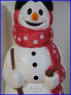 Empire Frosty Snowman 42 Blow Mold Christmas WORKS Pipe Hat Broom Red Scarf