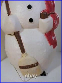 Empire Frosty Snowman 42 Blow Mold Christmas WORKS Pipe Hat Broom Red Scarf