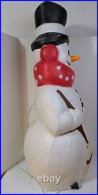Empire Frosty Snowman 42 Blow Mold Christmas WORKS Pipe Hat Broom Red Scarf