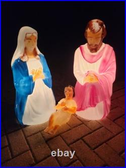Empire Lighted Blow Mold Nativity 28 Mary Joseph Jesus Vintage Holiday Decor