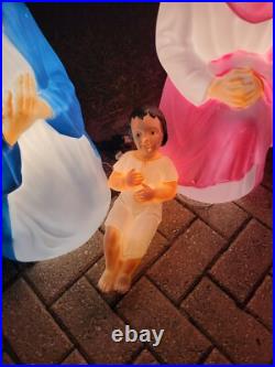 Empire Lighted Blow Mold Nativity 28 Mary Joseph Jesus Vintage Holiday Decor