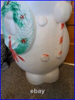 Empire Lighted Christmas Snowman Wreath/Candy Cane Blow Mold 46 VTG