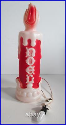 Empire Plastic 13 Blow Mold Set of 4 Santa Snowman 2 Noel Candles w cords bulb