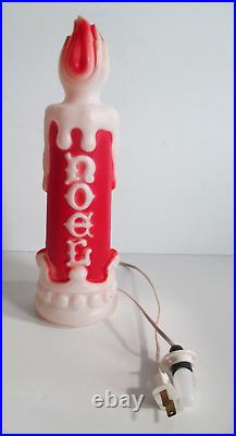 Empire Plastic 13 Blow Mold Set of 4 Santa Snowman 2 Noel Candles w cords bulb