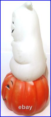 Empire Plastic Lighted Blow Mold Ghost on Pumpkin Jack O' Lantern 34 Tall