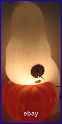 Empire Plastic Lighted Blow Mold Ghost on Pumpkin Jack O' Lantern 34 Tall