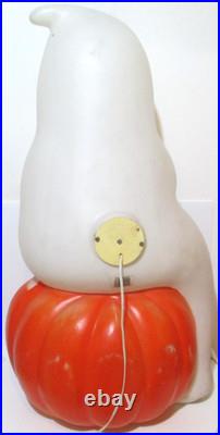 Empire Plastic Lighted Blow Mold Ghost on Pumpkin Jack O' Lantern 34 Tall