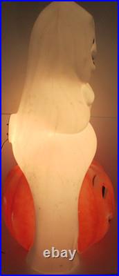 Empire Plastic Lighted Blow Mold Ghost on Pumpkin Jack O' Lantern 34 Tall