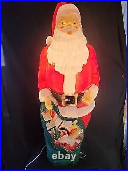 Empire Santa Claus Blow Mold 46 Green Toy Sack Christmas Lighted 1968 Vintage
