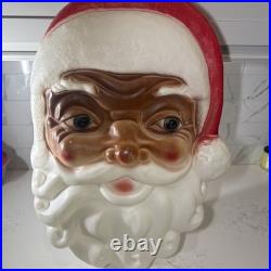 Empire Santa Claus Head Lighted Wall Hanging Christmas Blow Mold 24 NO PLUG