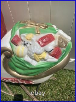 Empire Santa's Sleigh With Reindeer 1970 Vintage Christmas Lighted Blowmold USA