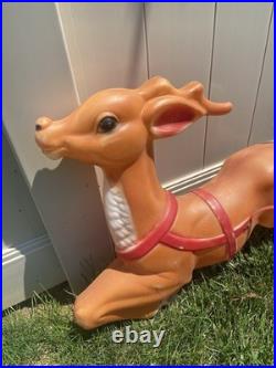 Empire Santa's Sleigh With Reindeer 1970 Vintage Christmas Lighted Blowmold USA
