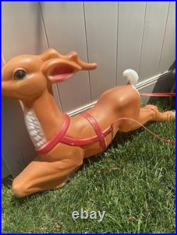 Empire Santa's Sleigh With Reindeer 1970 Vintage Christmas Lighted Blowmold USA