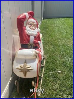 Empire Santa's Sleigh With Reindeer 1970 Vintage Christmas Lighted Blowmold USA