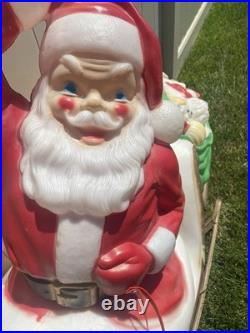 Empire Santa's Sleigh With Reindeer 1970 Vintage Christmas Lighted Blowmold USA