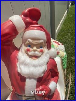 Empire Santa's Sleigh With Reindeer 1970 Vintage Christmas Lighted Blowmold USA