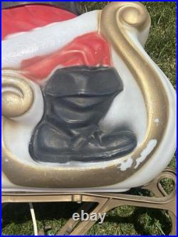 Empire Santa's Sleigh With Reindeer 1970 Vintage Christmas Lighted Blowmold USA