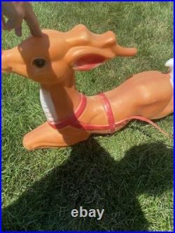 Empire Santa's Sleigh With Reindeer 1970 Vintage Christmas Lighted Blowmold USA