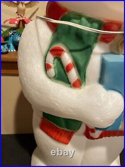 Empire white teddy bear gift candy cane blow mold lights up 35 yard decor