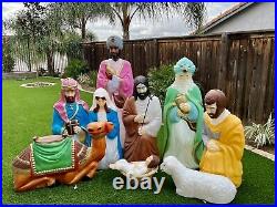 Extra Large 60 Vintage 10 Piece Lighted Empire Christmas Blow Mold Nativity Set