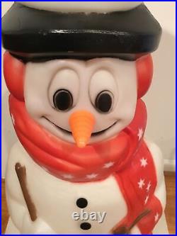 Frosty the Snowman withCarrot Nose Lighted Christmas Blow Mold Vintage 40